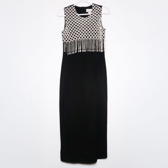 Dubary Womens Midi Vintage Dress Size Small 90's Black White Crochet Top Phoebe - Picture 1 of 10